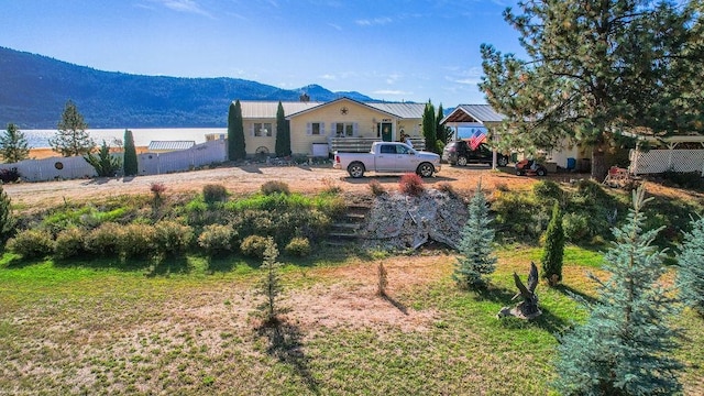 view of front facade with a mountain view