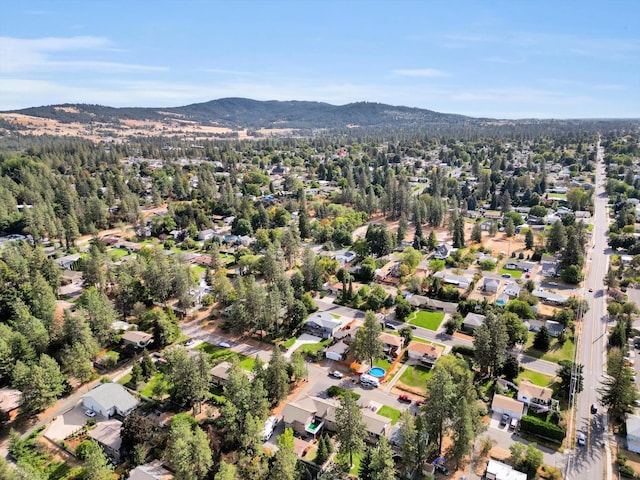 bird's eye view with a mountain view