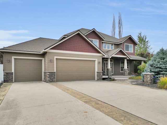 craftsman house with a garage