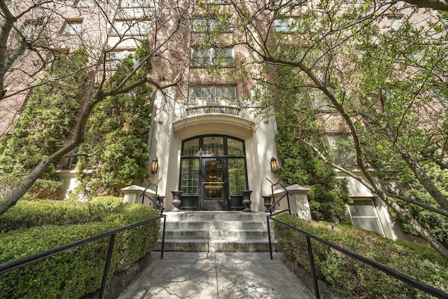 view of exterior entry with french doors