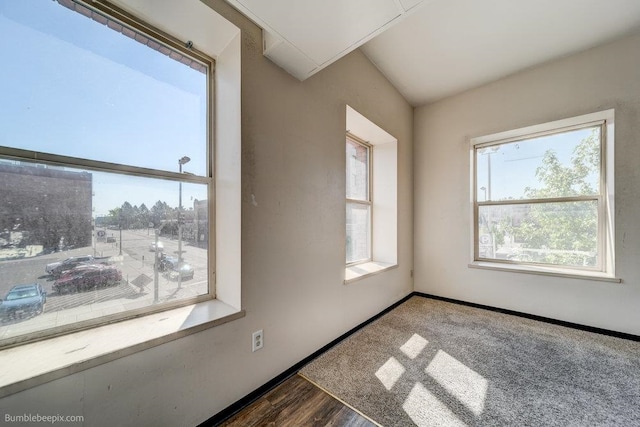 unfurnished room featuring dark wood-type flooring