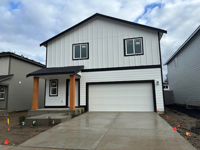 view of front of property with a garage