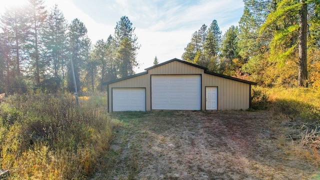 view of detached garage