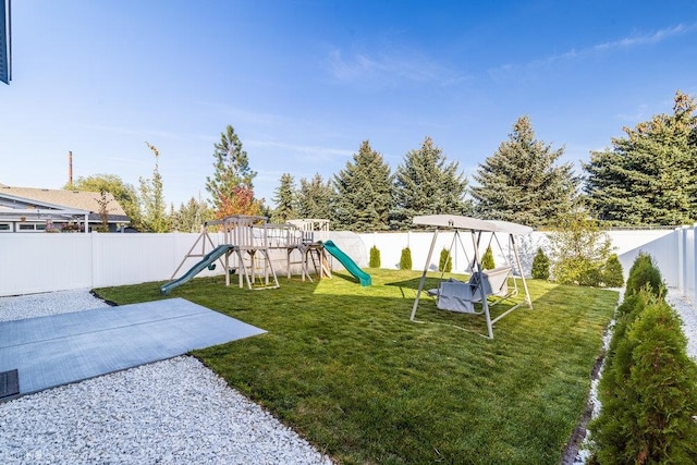 view of yard featuring a playground