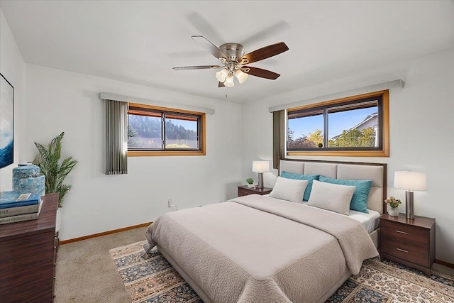 bedroom featuring carpet and ceiling fan