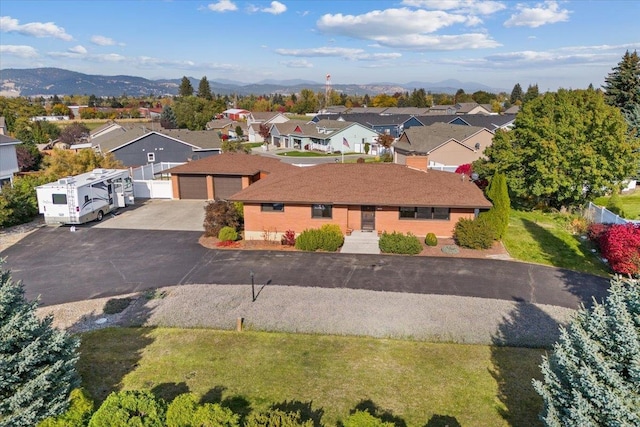 aerial view featuring a mountain view