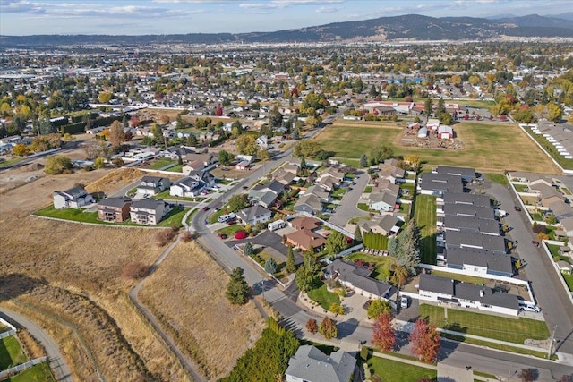 bird's eye view with a mountain view