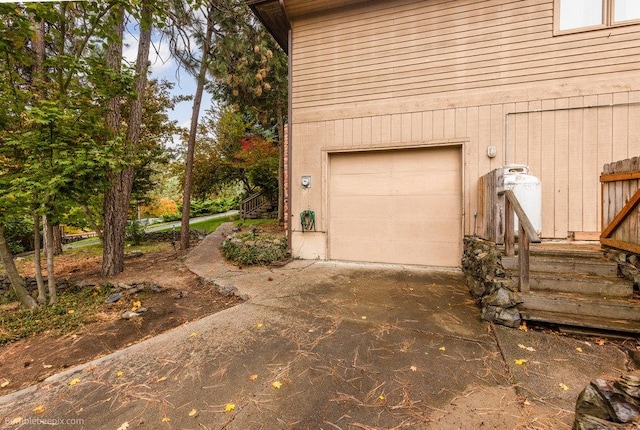 garage with wooden walls