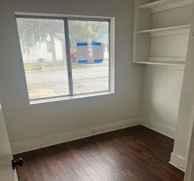 unfurnished room with dark wood-type flooring and a healthy amount of sunlight