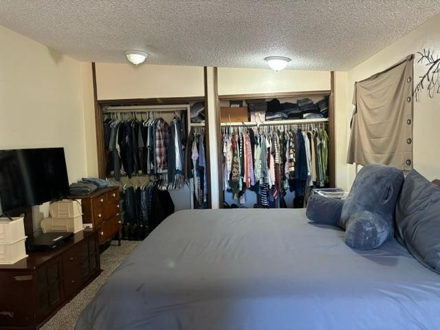302 N Argonne Rd, Spokane Valley, WA 99212 - carpeted bedroom with two closets and a textured ceiling