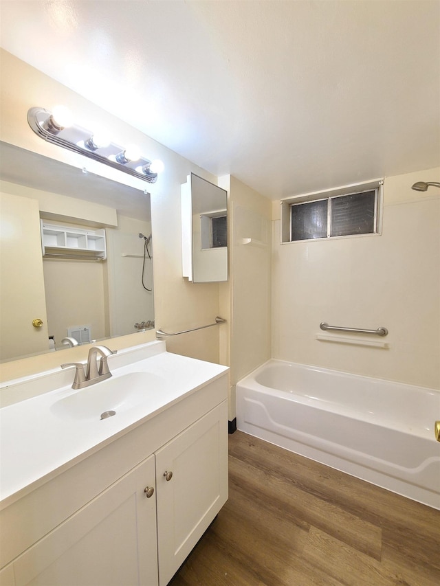 302 N Argonne Rd, Spokane Valley, WA 99212 - full bath with wood finished floors,  shower combination, and vanity