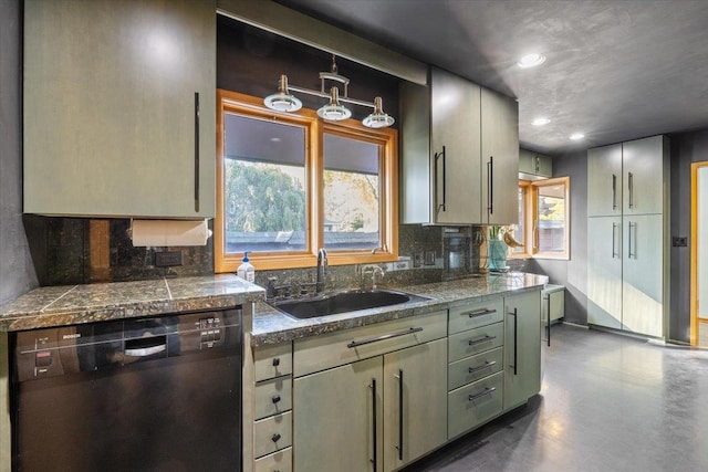 kitchen with dishwasher, sink, and decorative backsplash