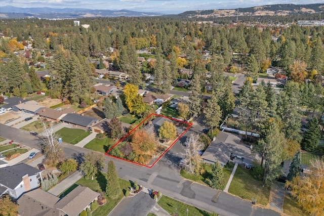 bird's eye view featuring a mountain view