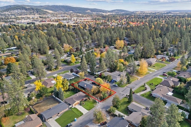 bird's eye view featuring a mountain view