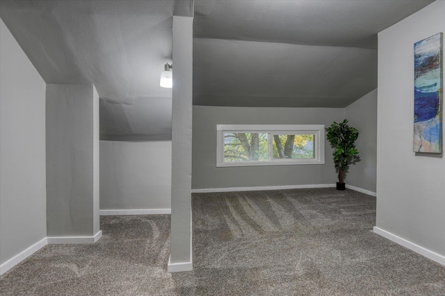 additional living space with carpet and vaulted ceiling