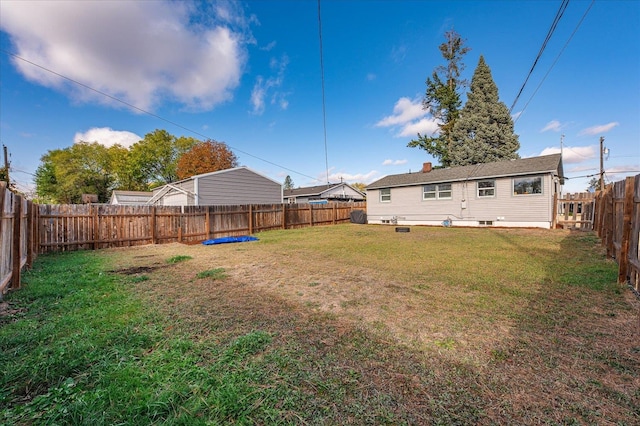 view of yard with a fenced backyard