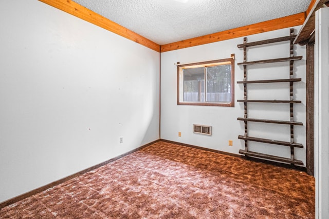 empty room featuring a textured ceiling and carpet floors