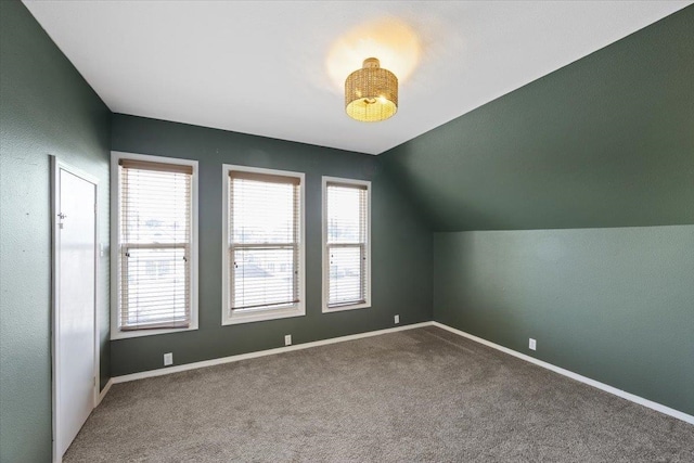 additional living space with carpet flooring and vaulted ceiling