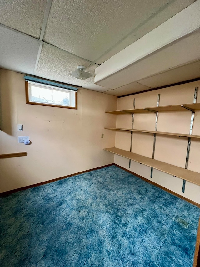 basement with carpet floors