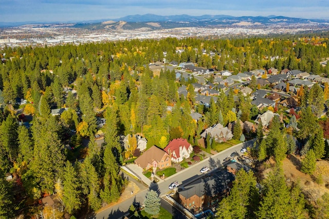 birds eye view of property with a mountain view