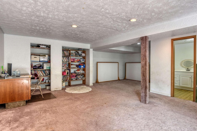 3224 E 28th Ave, Spokane, WA 99223 - below grade area with a textured ceiling and carpet