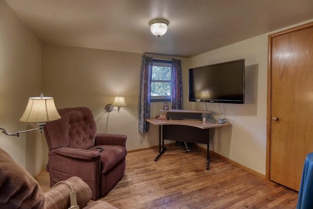 office area featuring light hardwood / wood-style flooring