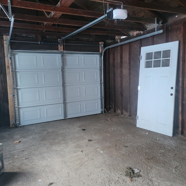 garage with a garage door opener