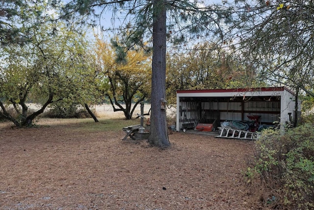 view of yard with an outbuilding