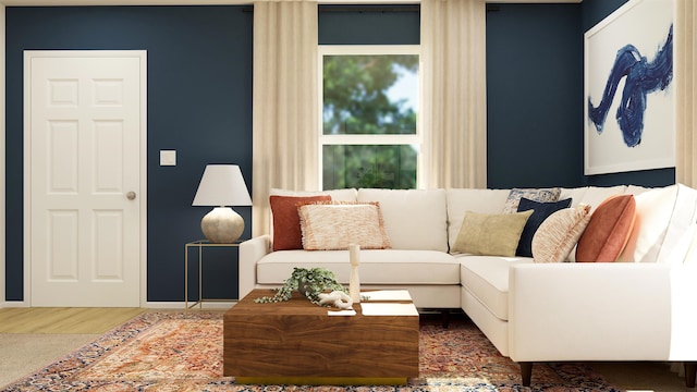 living room featuring dark hardwood / wood-style floors