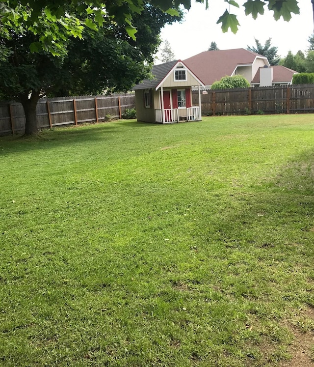 view of yard with a shed