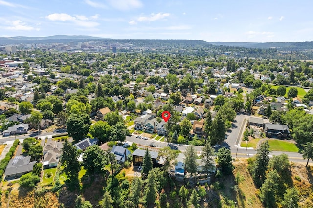 aerial view with a mountain view