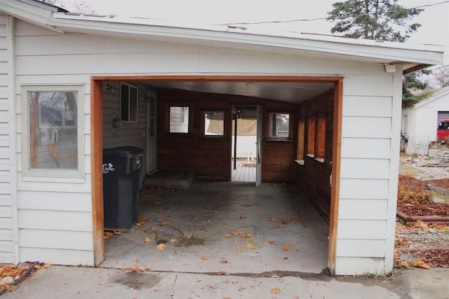 view of garage