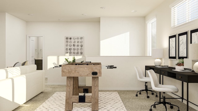 office area with light carpet