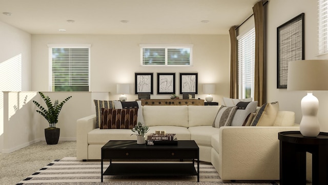 living room with carpet flooring