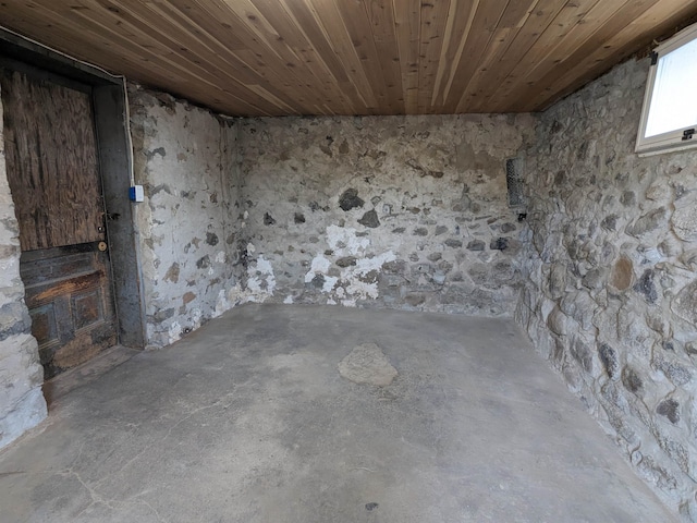 basement with wood ceiling