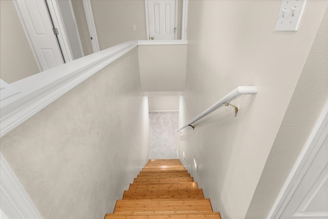 staircase featuring hardwood / wood-style flooring