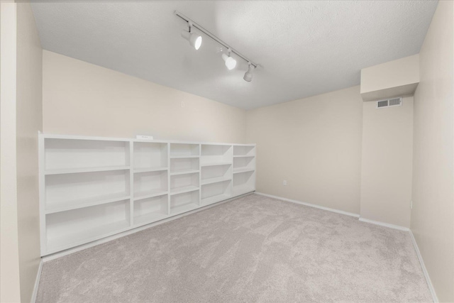 4815 S Kip Ln, Spokane, WA 99224 - below grade area with carpet floors, rail lighting, baseboards, and a textured ceiling