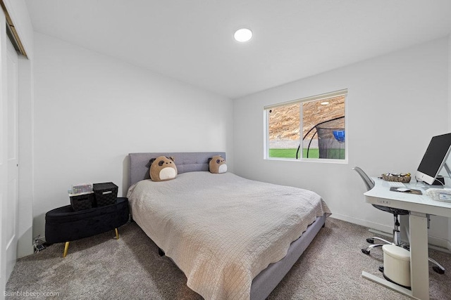 bedroom with carpet and a closet