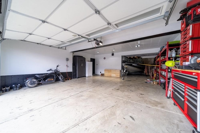 garage with a garage door opener