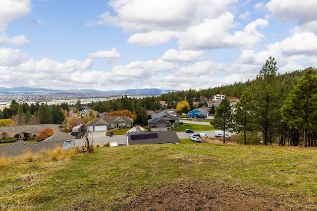 aerial view with a mountain view