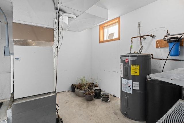 utilities with water heater and heating unit