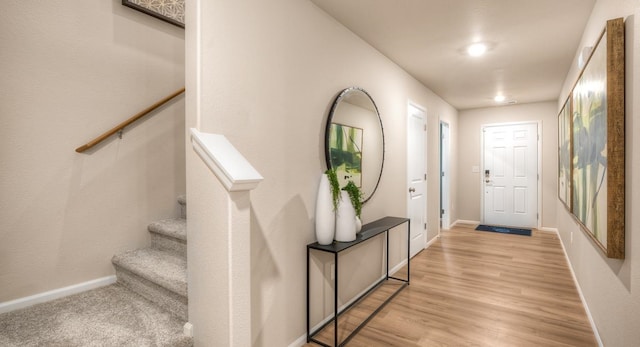 entrance foyer with light hardwood / wood-style floors