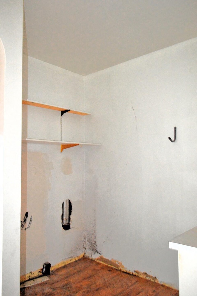 laundry area featuring hardwood / wood-style flooring