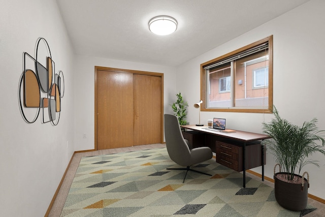 office with light carpet