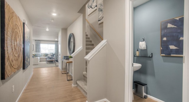 hall featuring light wood-type flooring