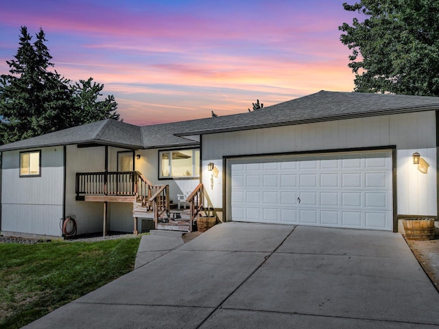 view of front of property featuring a garage