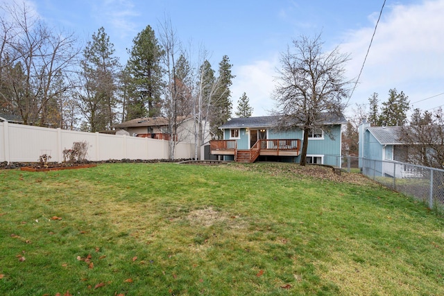 view of yard featuring a deck