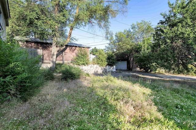 view of yard featuring an outbuilding