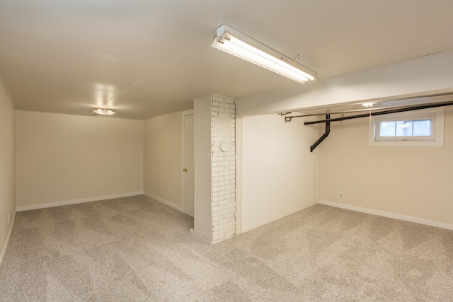 basement with carpet floors