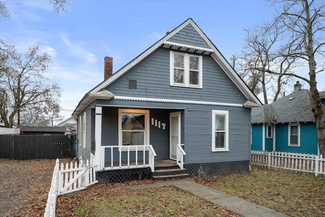 bungalow-style home with covered porch